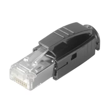   Weidmüller 1963590000 IE-PS-RJ45-TH-BK RJ45 krimpelhető csatlakozó dugó, Dugó vezetéktörés-gátló hüvellyel, fekete, Cat.6<sub>A</sub> / E osztály<sub>A</sub> (ISO/IEC 11801 2010)