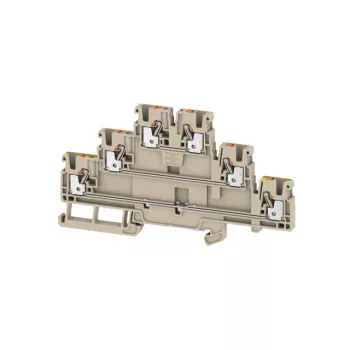   Weidmüller 2428530000 A3T 2.5 FT-FT-PE Átvezető sorkapocs, PUSH IN, 2.5 mm2;, 800 V, 24 A, Sötétbézs