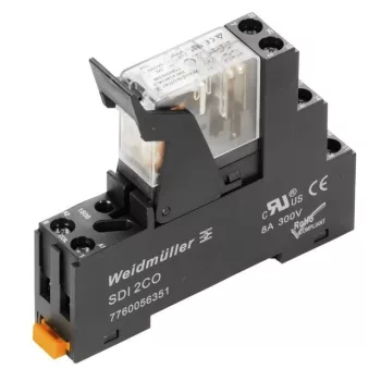   Weidmüller 2476820000 DRIKIT 24VDC 2CO LD, Komplett relé 2 váltóérintkező (CO) AgNi, 24V DC vezérlőfeszültség, 5A folytonos áram, csavaros csatlakozás (D-Series)