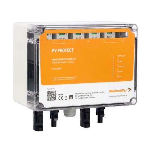 Weidmüller VPUM2I2SXFXV2O1TXPX10 PV PROTECT Összekötő doboz, 2 MPP, 1 bemenet / 1 kimenet MPP-nként, túlfeszültség-védelem II, WM4C, IP67, 1000V ( WEIDMÜLLER 2764130000 )