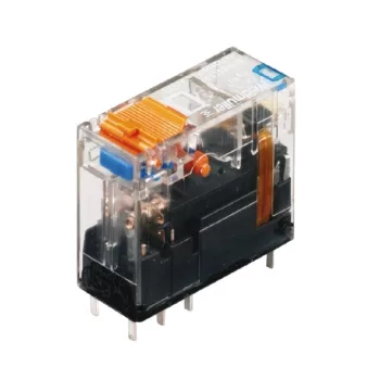   Weidmüller 8870060000 RCI484524, Relémodul 2 váltóérintkező (CO) AgNi 90/10, vizsgálógombbal, 24V AC vezérlőfeszültség, 8A folytonos áram, dugaszolható csatlakozás (Riderseries)