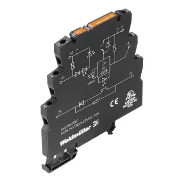   Weidmüller 8937940000 MOS 24VDC/5-33VDC 10A MICROOPTO, Szilárdtest-relé, 1 Záróérintkező (POWER MOS-FET), Névleges vezérlőfeszültség: 24 V DC ±20 % , Névleges kapcsolási feszültség: 5...33 V DC, Folytonos áram: 10 A, Csavaros csatlakozás
