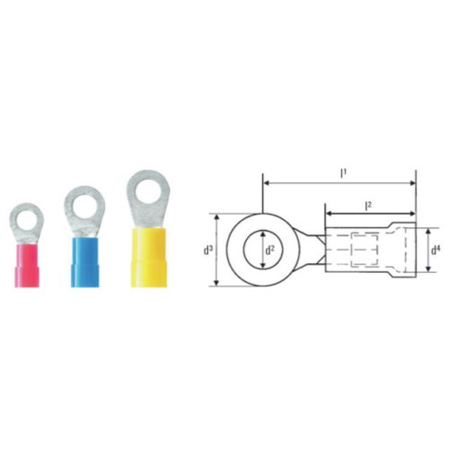 Weidmüller 9200240000 LIR 6M5 V Szemes saru szigetelt kábelsaru, záróelem,Szigetelt csatlakozók,4 mm2; - 6 mm2;