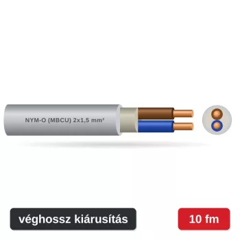 MBCU (NYM-O) 2x1,5 mm² kábel - szürke PVC köpeny - 10 fm véghossz