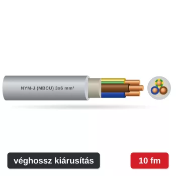 MBCU (NYM-J) 3x6 mm² kábel - szürke PVC köpeny - 10 fm véghossz