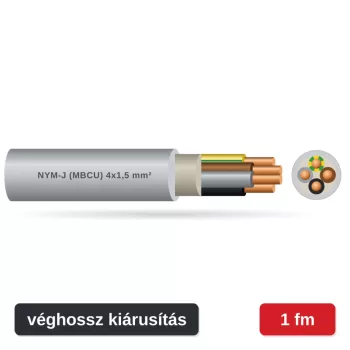 MBCU (NYM-J) 4x1,5 mm² kábel - szürke PVC köpeny - 1 fm véghossz