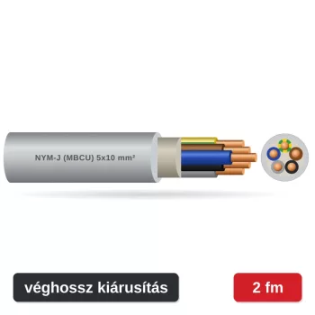 MBCU (NYM-J) 5x10 mm² kábel - szürke PVC köpeny - 2 fm véghossz