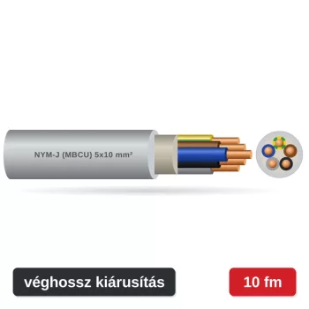 MBCU (NYM-J) 5x10 mm² kábel - szürke PVC köpeny - 10 fm véghossz