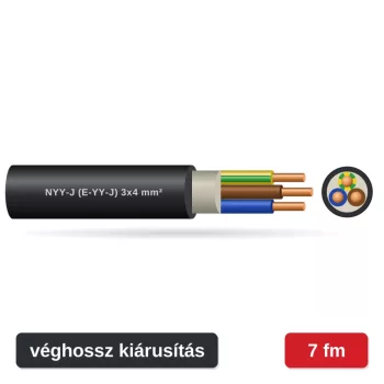 NYY-J (E-YY-J) 3x4 mm² földkábel - fekete PVC köpeny - 7 fm véghossz