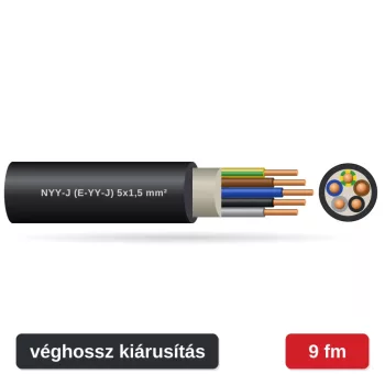 NYY-J (E-YY-J) 5x1,5 mm² földkábel - fekete PVC köpeny - 9 fm véghossz