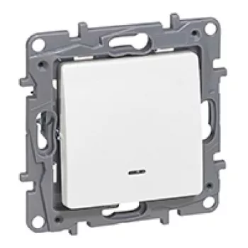   ÚJRACSOMAGOLT Legrand Niloé 764522 váltóérintkezős nyomó (N106), fehér burkolattal keret nélkül, süllyesztett, jelzőfénnyel 6A 250V (Legrand 764522)