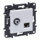 ÚJRACSOMAGOLT Legrand Niloé Step 863177 "F" típusú TV aljzat + RJ45 Cat. 6 UTP aljzat, fehér (Legrand 863177)