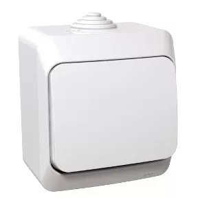 ÚJRACSOMAGOLT Schneider Electric Cedar Plus WDE000510 IP44 vízmentes egypólusú kapcsoló (101), fehér, komplett szerelvény, falon kívüli, vízmentes (IP44) 16A 250V ( WDE000510 ).