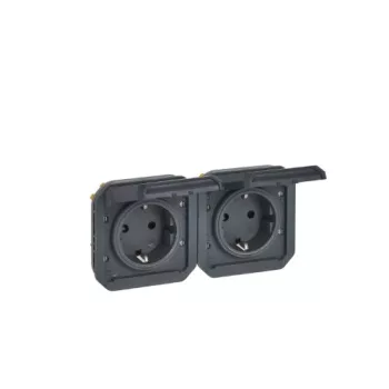 Legrand Plexo55 vízmentes IP55 összeszerelt (süllyesztett kivitelű) csatlakozóaljzat (dugalj) / 2 X 2P+F csatlakozóaljzat csapófedéllel
