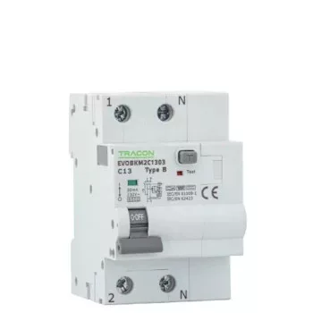 Tracon Electric EVOBKM2 Kombi Fi-relék - 2P - B - 6 kA