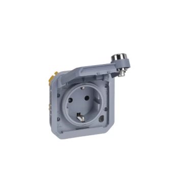 Legrand Plexo55 vízmentes IP55 szerelhető csatlakozóaljzat (dugalj) / csatlakozóaljzat csapófedéllel / kulcsos