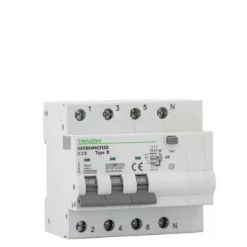Tracon Electric EVOBKM4 Kombi Fi-relék - 4P - B - 6 kA